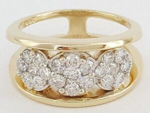 Round Cut Diamond Flower Cluster 1 ct 14K Yellow Gold Engagement Anniv. Ring