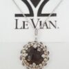 LeVian Smoky Quartz & Chocolate Diamond Pendant / Necklace 18" 14K Gold 4.77 ct