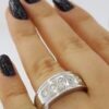Diamour 0.75 ct 14K White Gold 5 Stone Round Cut Diamond Wedding Ring 9 mm 11.5g