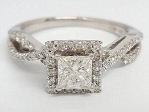 Princess Cut Diamond Engagement Ring 0.77 ct 14K White Gold GIA G / VS2