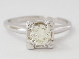 0.43 Antique Vintage 14K Transitional Cut Diamond Solitaire Engagement Ring