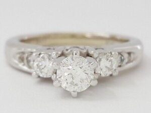 0.55 ct 14K White Gold Round Brilliant Cut Diamond Engagement Ring