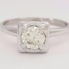 0.55 ct Antique Vintage 14K White Gold Transitional Cut Diamond Engagement Ring