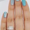 0.55 ct Antique Vintage 14K White Gold Transitional Cut Diamond Engagement Ring