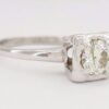 0.55 ct Antique Vintage 14K White Gold Transitional Cut Diamond Engagement Ring