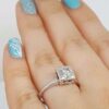 0.55 ct Antique Vintage 14K White Gold Transitional Cut Diamond Engagement Ring