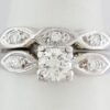 0.48 ct Vintage 14K Gold Round Cut Diamond Engagement / Wedding Band Ring Set
