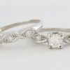 0.48 ct Vintage 14K Gold Round Cut Diamond Engagement / Wedding Band Ring Set