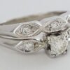 0.48 ct Vintage 14K Gold Round Cut Diamond Engagement / Wedding Band Ring Set