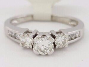 0.50 ct 14K White Gold Three-Stone Round Brilliant Cut Diamond Engagement Ring