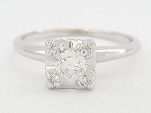 0.30 ct Vintage 14K White Gold Round Cut Diamond Solitaire Engagement Ring E-F