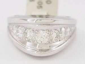 Round Brilliant Cut Diamond 9 Stone Ring / Band 1 ct 14K White Gold Rtl 4,000