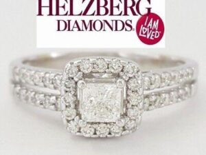 Helzberg Signature Square Diamond Halo 0.65 ct 14K White Gold Engagement Ring