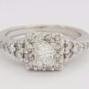 0.75 ct 14K White Gold Princess Cut Diamond Halo Engagement Ring