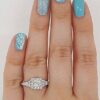 0.75 ct 14K White Gold Princess Cut Diamond Halo Engagement Ring