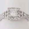 0.75 ct 14K White Gold Princess Cut Diamond Halo Engagement Ring