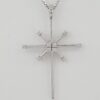 0.1 ct 18K White Gold Round Cut Diamond Snowflake / Starburst Cross Pendant