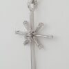 0.1 ct 18K White Gold Round Cut Diamond Snowflake / Starburst Cross Pendant