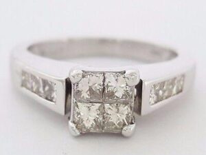 0.75 ct 14K White Gold Invisible Set Princess Cut Diamond Engagement Ring