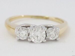 0.50 ct 14K & Platinum Three-Stone Round Cut Diamond Engagement Anniversary Ring