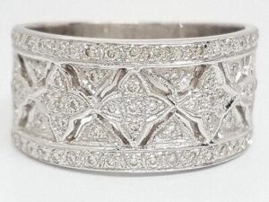 0.56 ct Vintage 14K White Gold Round Cut Diamond Cocktail / Statement / Ring