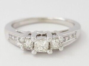 0.50 ct 14K White Gold Three-Stone Princess Cut Diamond Engagement Ring