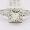 0.86 ct 14K White Gold Princess Cut Diamond Halo Engagement Ring 3.4 Grams