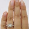0.86 ct 14K White Gold Princess Cut Diamond Halo Engagement Ring 3.4 Grams