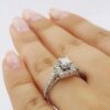 0.86 ct 14K White Gold Princess Cut Diamond Halo Engagement Ring 3.4 Grams
