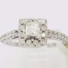 0.86 ct 14K White Gold Princess Cut Diamond Halo Engagement Ring 3.4 Grams