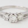0.44 ct 14k White Gold Three Stone Round Brilliant Cut Diamond Engagement Ring
