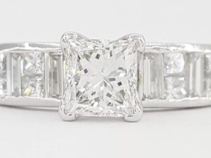 Princess & Baguette Cut Diamond Engagement Ring 1.64 ct Platinum Retail 8,995