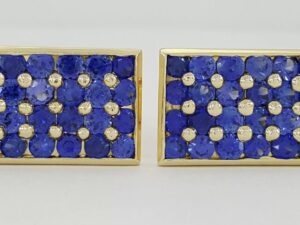 Vintage 14k Yellow Gold Blue Sapphire Cufflinks 14.2 Grams 5ct