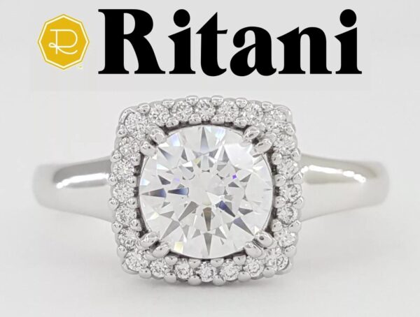 Ritani Semi-Mount Diamond Engagement Ring 0.13ct 18k White Gold 1RZ3780 RT 2.5K