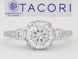 Tacori 2623RD Semi-Mount Round Three-Stone 0.5ct 18k Engagement Ring Rtl 5,490