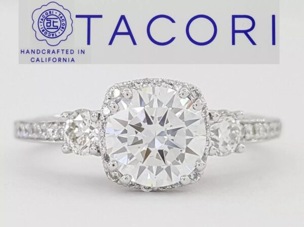 Tacori 2623RD Semi-Mount Round Three-Stone 0.5ct 18k Engagement Ring Rtl 5,490