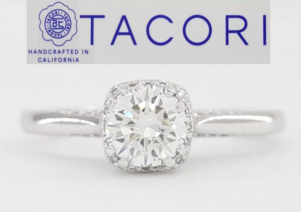 Tacori Dantela Halo Diamond Engagement Ring 0.65 ct 18k W Gold GIA Rtl 5K