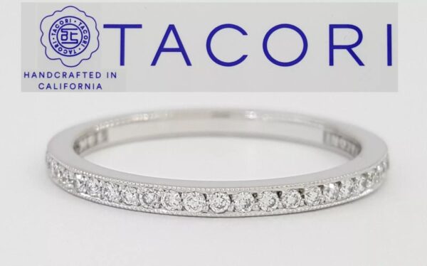 Tacori Ribbon 2526ETML Milgrain Diamond Wedding Eternity Band Ring 0.31 ct 3390