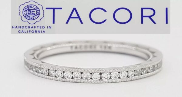 TACORI Sculpted Crescent 44-15ET Diamond Eternity Band Ring 18k WG 0.42ct 3,090