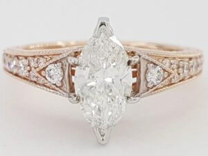 1.3 ct 14K Rose Gold Marquise Cut Diamond Engagement Ring GIA Retail 7,000