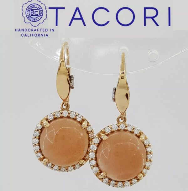 Tacori SE189P36 Moon Rosé Diamond Halo Drop Earrings 18K Rose Gold Silver 2,420
