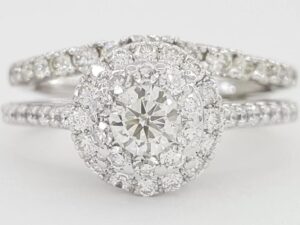 Round Diamond Halo Engagement Ring Set 1.25 ct 14k White Gold Rtl 3,995