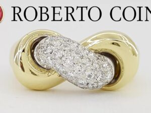 Roberto Coin Pave Set Diamond Infinity Knot Ring 0.64 ct 18k Yellow Gold