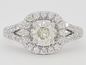 Round Brilliant Diamond Halo Engagement Ring 0.75 ct 14k White Gold Rtl 2,999