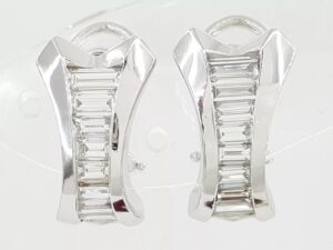 Kobi Baguette Diamond Channel Set Clip-On Earrings 1.6 ct 18K White Gold 11 g