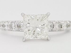 Princess Brilliant Cut Diamond Engagement Ring 2.22 ct 14K White Gold Rtl 15K