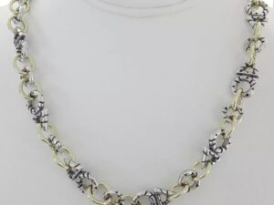 John Atencio Paradox Link Necklace Silver & 14K Yellow Gold 72.2 Grams 17.5"