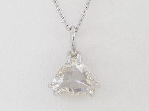 Antique Heart Trillion Double Rose Cut Diamond Solitaire Necklace 1.63 ct 14K WG