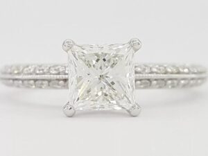 Princess Brilliant Cut Diamond Pave Engagement Ring 1.13 ct 14K WG Rtl 6K