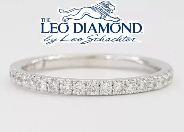 The Leo Round Diamond Half Circle Wedding Band 0.22 ct 14k White Gold Rtl 1,400